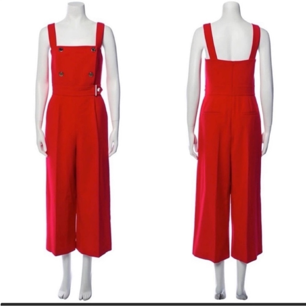 Karen Millen Red Square Neck Wide Leg Jumpsuit